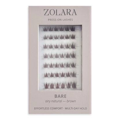BARE natural brown pre-glued cluster lashes by Zolara