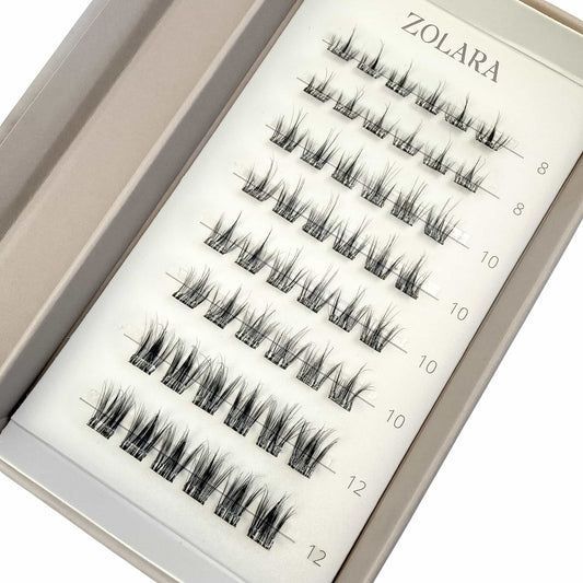 DEFINED cluster lashes packaging by Zolara Beauty