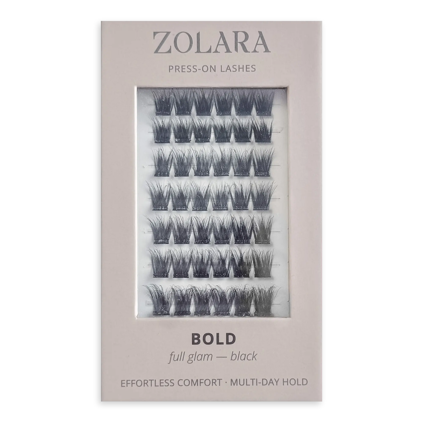 BOLD full glam black pre-glued cluster lashes by Zolara