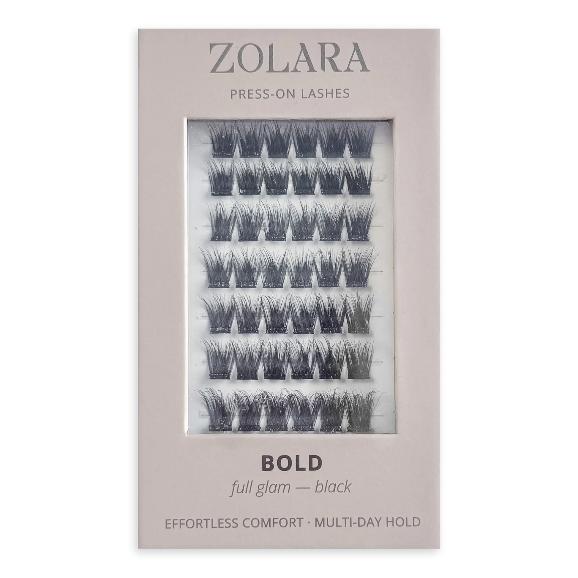 BOLD full glam black pre-glued cluster lashes by Zolara