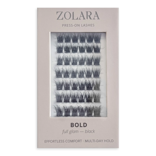BOLD full glam black pre-glued cluster lashes by Zolara