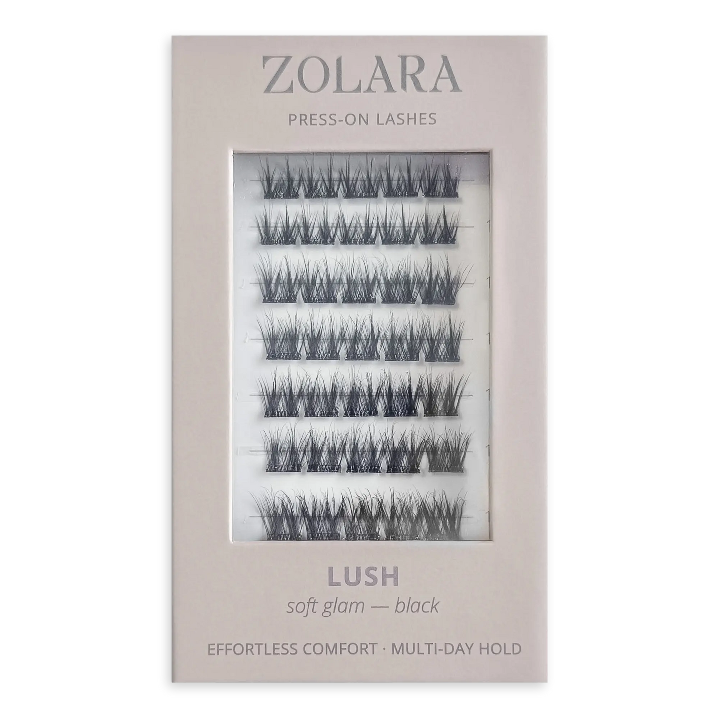 LUSH soft glam black pre-glued cluster lashes by Zolara