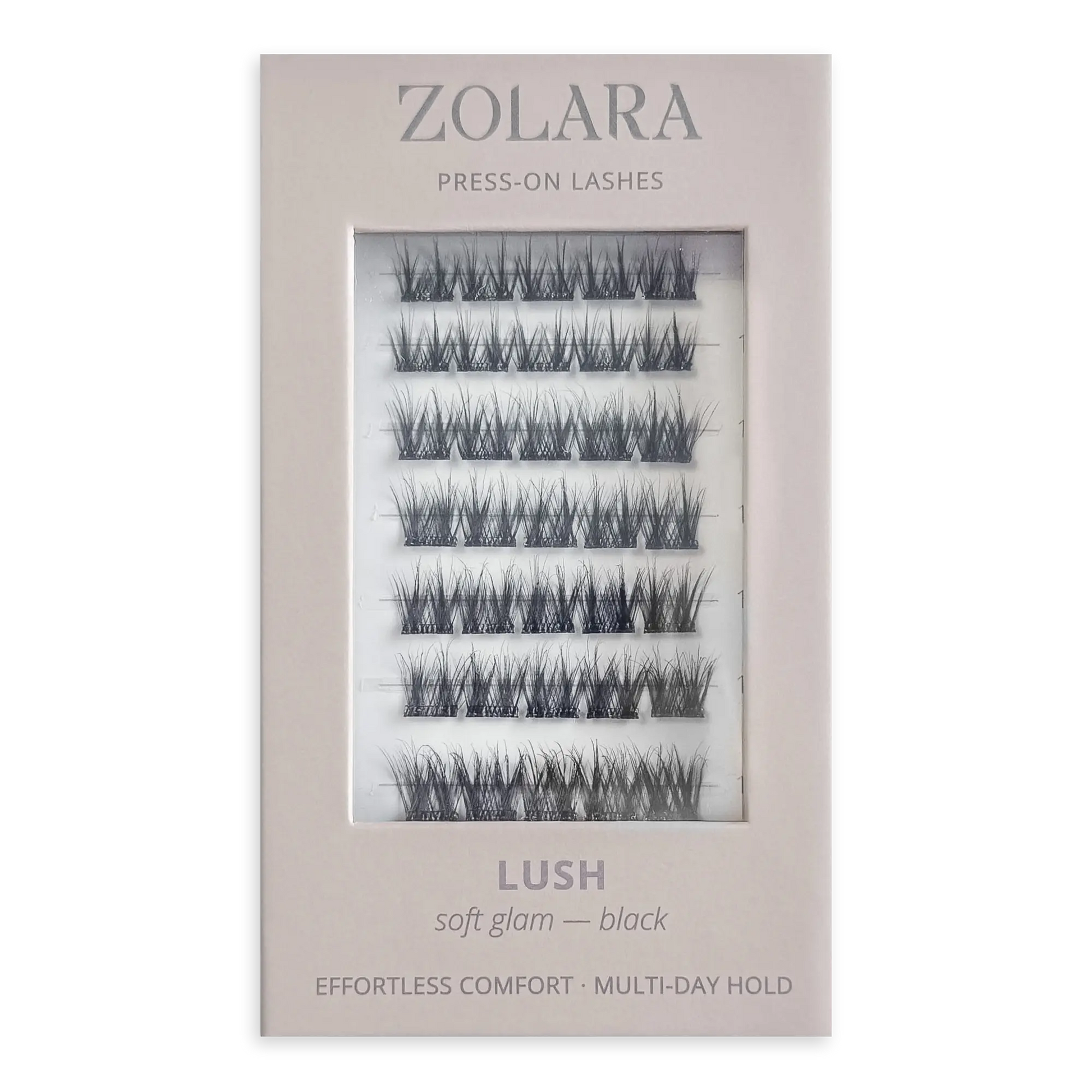 LUSH soft glam black pre-glued cluster lashes by Zolara
