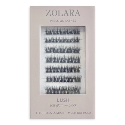 LUSH soft glam black pre-glued cluster lashes by Zolara