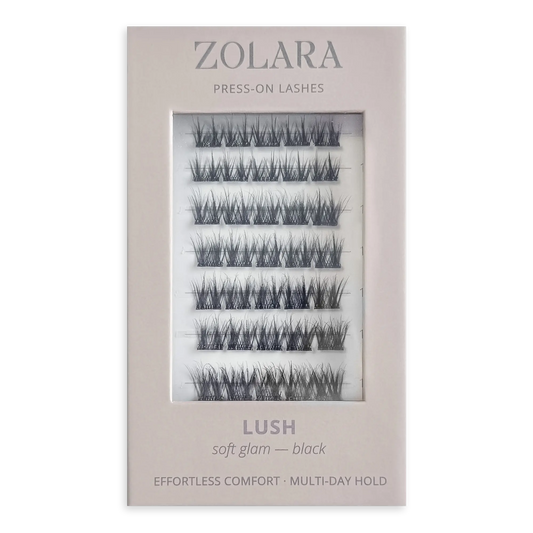 LUSH soft glam black pre-glued cluster lashes by Zolara
