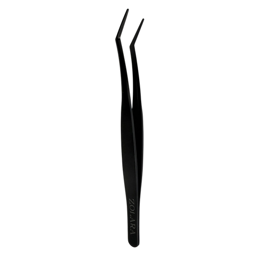 Black non-sticky lash tweezers for pre-glued lashes
